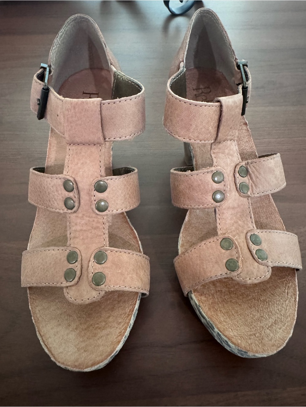 Reba Women's Taupe with Leopard Studded Sandals